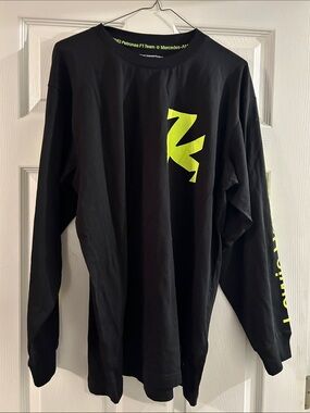 Mercedes AMG Petronas Black Long-Sleeve Shirt with Neon Yellow Logo